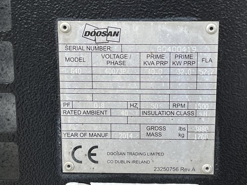 Notstromaggregat van het type Doosan G 40, Gebrauchtmaschine in Waregem (Foto 2)