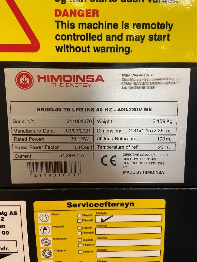 Notstromaggregat des Typs Himoinsa HRGO-40 T5 LPG, Gebrauchtmaschine in Vojens (Bild 7)
