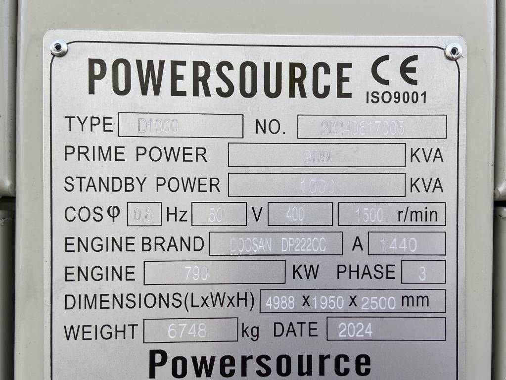 Notstromaggregat tipa Hyundai DP222CC - 1000 kVA Generator - DPX-19859, Neumaschine u Dordrecht (Slika 4)
