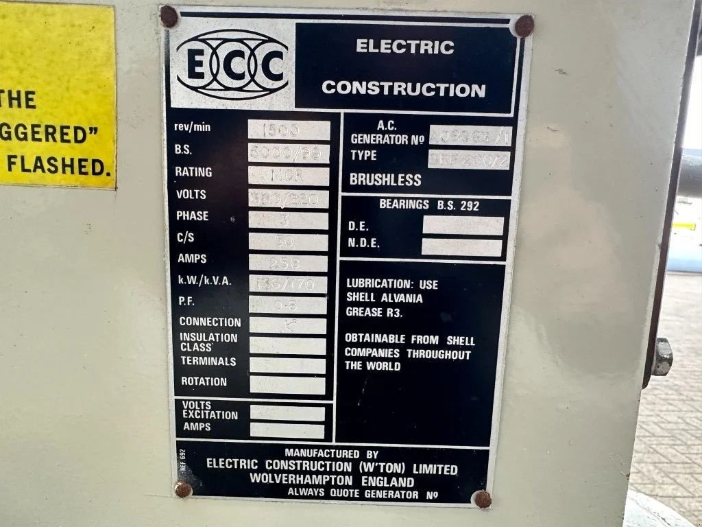 Notstromaggregat des Typs Perkins 170 kVA generatorset Noodstroom Aggregaat Ex Emergency 470 Hours, Gebrauchtmaschine in VEEN (Bild 8)