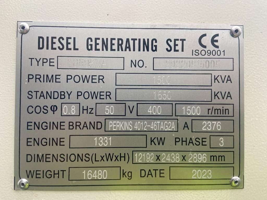 Notstromaggregat του τύπου Perkins 4012-46TAG2A - 1.650 kVA Generator - DPX-19823-O, Neumaschine σε Dordrecht (Φωτογραφία 4)