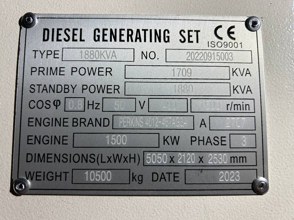 Notstromaggregat типа Perkins 4012-46TAG3A - 1.880 kVA Generator - DPX-19824-O, Neumaschine в Oudenbosch (Фотография 4)