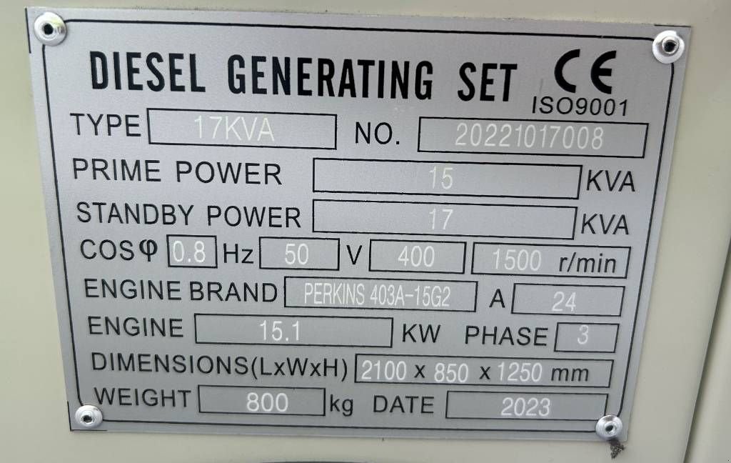 Notstromaggregat a típus Perkins 403A-15G2 - 17 kVA Generator - DPX-19800.1, Neumaschine ekkor: Oudenbosch (Kép 4)