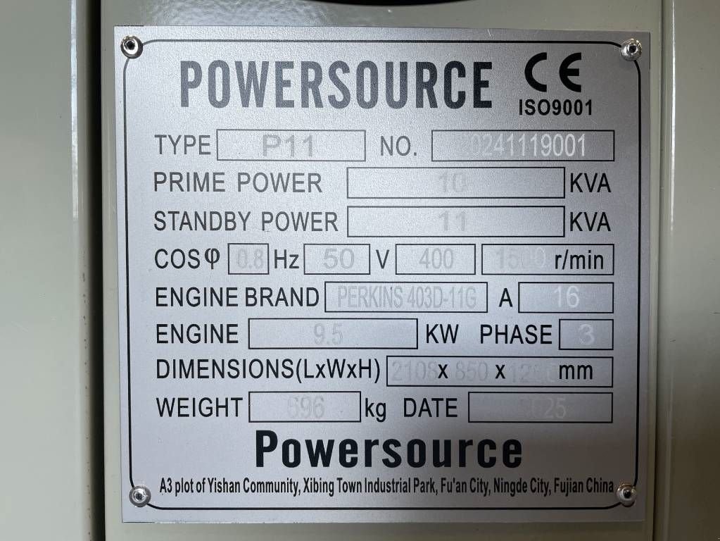Notstromaggregat типа Perkins 403D-11G - 11 kVA Generator - DPX-19799, Neumaschine в Dordrecht (Фотография 5)