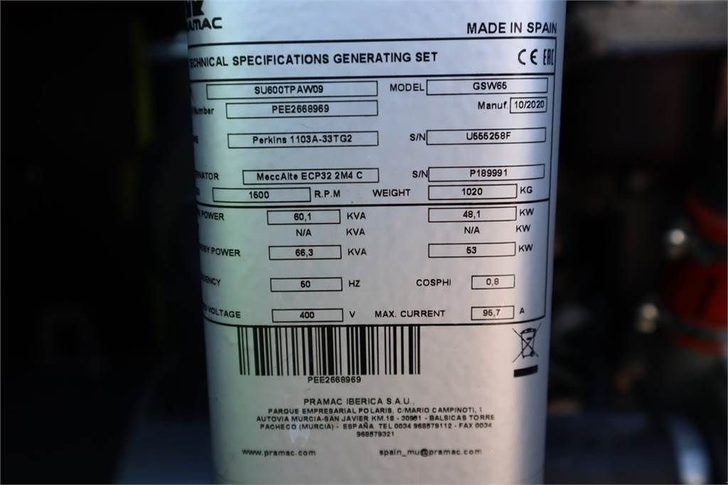 Notstromaggregat des Typs Pramac GSW65D Unused, Valid inspection, *Guarantee! Diese, Gebrauchtmaschine in Groenlo (Bild 7)