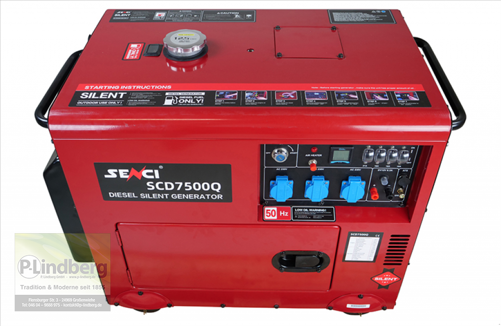 Notstromaggregat typu Senci SCD7500Q Elektrostart Stromerzeuger Notstrom ATS Generator Ölalarm Leise Stromerzeuger, Neumaschine v Großenwiehe (Obrázek 1)