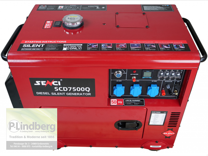 Notstromaggregat za tip Senci SCD7500Q Elektrostart Stromerzeuger Notstrom ATS Generator Ölalarm Leise Stromerzeuger, Neumaschine u Großenwiehe (Slika 1)