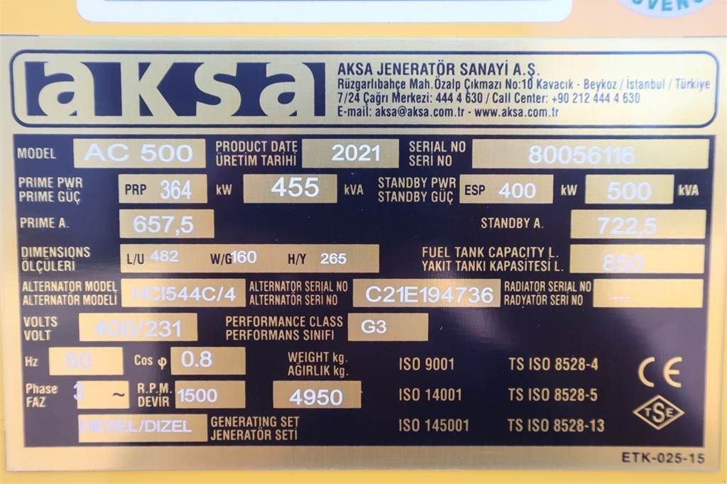 Notstromaggregat des Typs Sonstige AKSA AC500 Valid inspection, *Guarantee! Diesel, 500 kV, Gebrauchtmaschine in Groenlo (Bild 7)