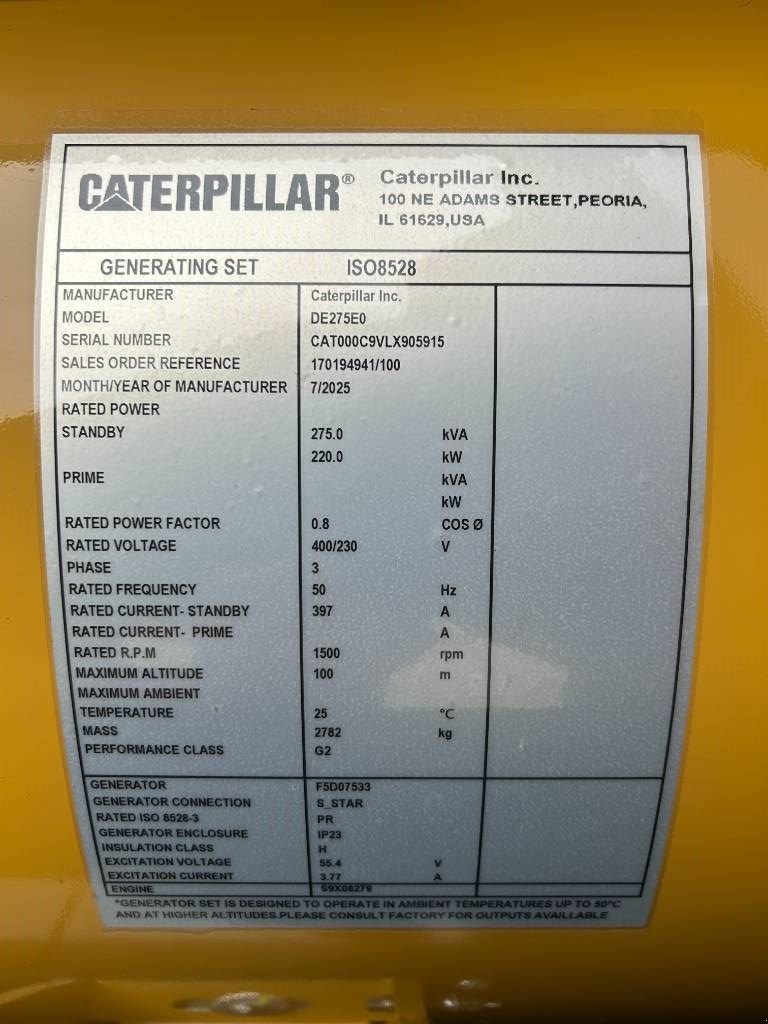 Notstromaggregat za tip Sonstige Cat DE275E0 - C9 - 275 kVA Generator - DPX-18020, Neumaschine u Dordrecht (Slika 7)
