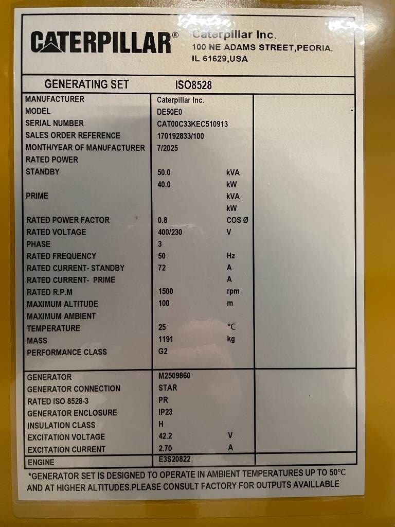 Notstromaggregat del tipo Sonstige Cat DE50E0 - 50 kVA Generator - DPX-18006, Neumaschine en Dordrecht (Imagen 7)