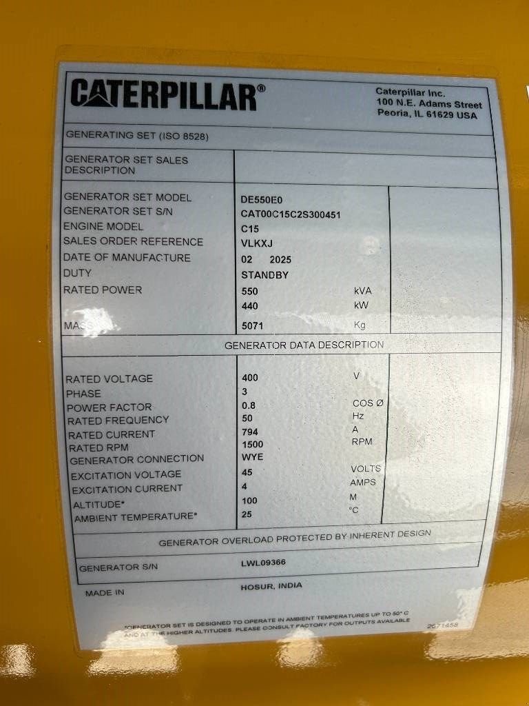 Notstromaggregat tipa Sonstige Cat DE550E0 - C15 - 550 kVA Generator - DPX-18027, Neumaschine u Dordrecht (Slika 5)