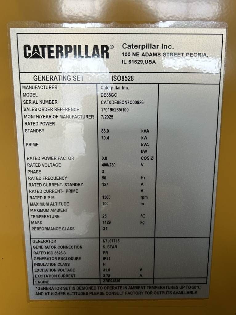 Notstromaggregat za tip Sonstige Cat DE88GC - 88 kVA Stand-by Generator Set - DPX-18207, Neumaschine u Dordrecht (Slika 5)