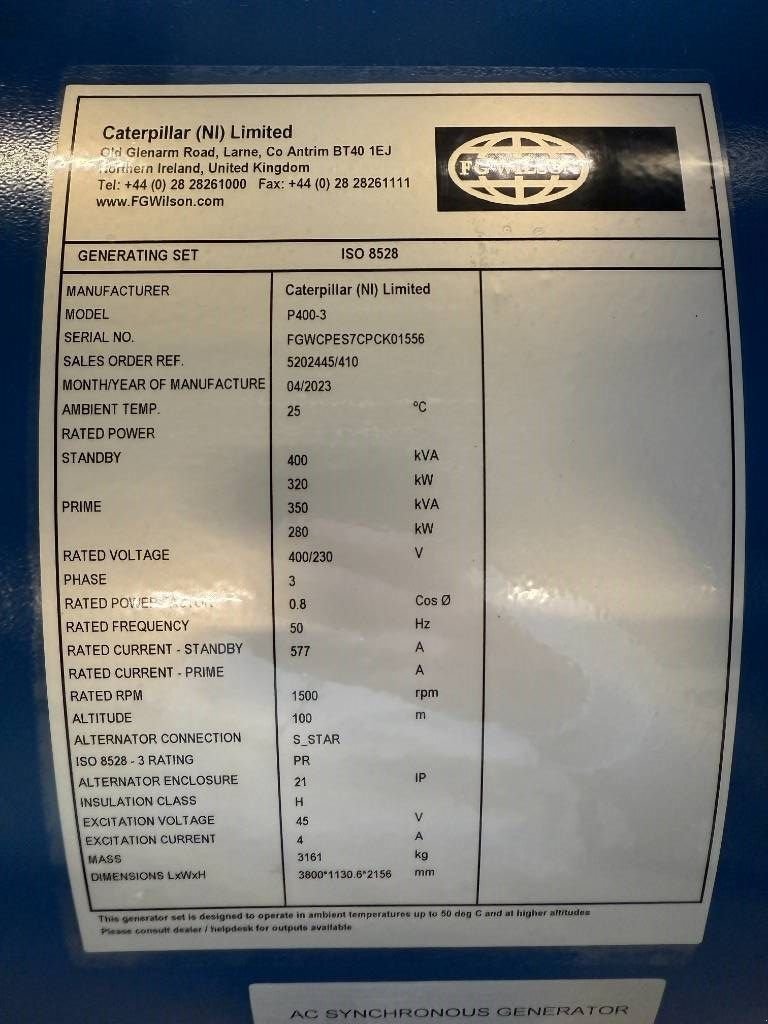Notstromaggregat a típus Sonstige FG Wilson P400-3 - 400 kVA Open Genset - DPX-16017-O, Neumaschine ekkor: Dordrecht (Kép 7)