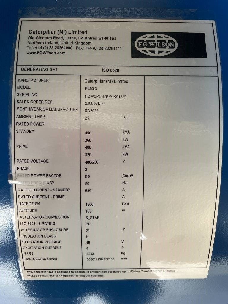 Notstromaggregat typu Sonstige FG Wilson P450-3 - 450 kVA Open Genset - DPX-16018-O, Neumaschine w Dordrecht (Zdjęcie 7)