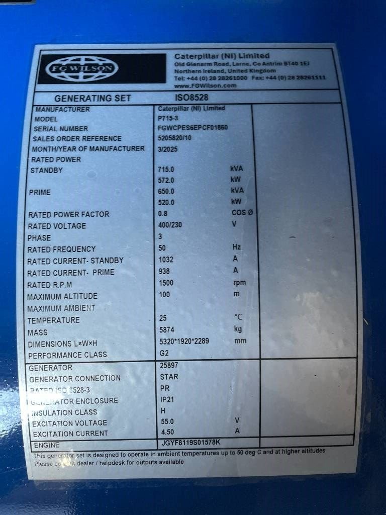 Notstromaggregat typu Sonstige FG Wilson P715-3 - 715 kVA Genset - DPX-16023, Neumaschine w Dordrecht (Zdjęcie 7)