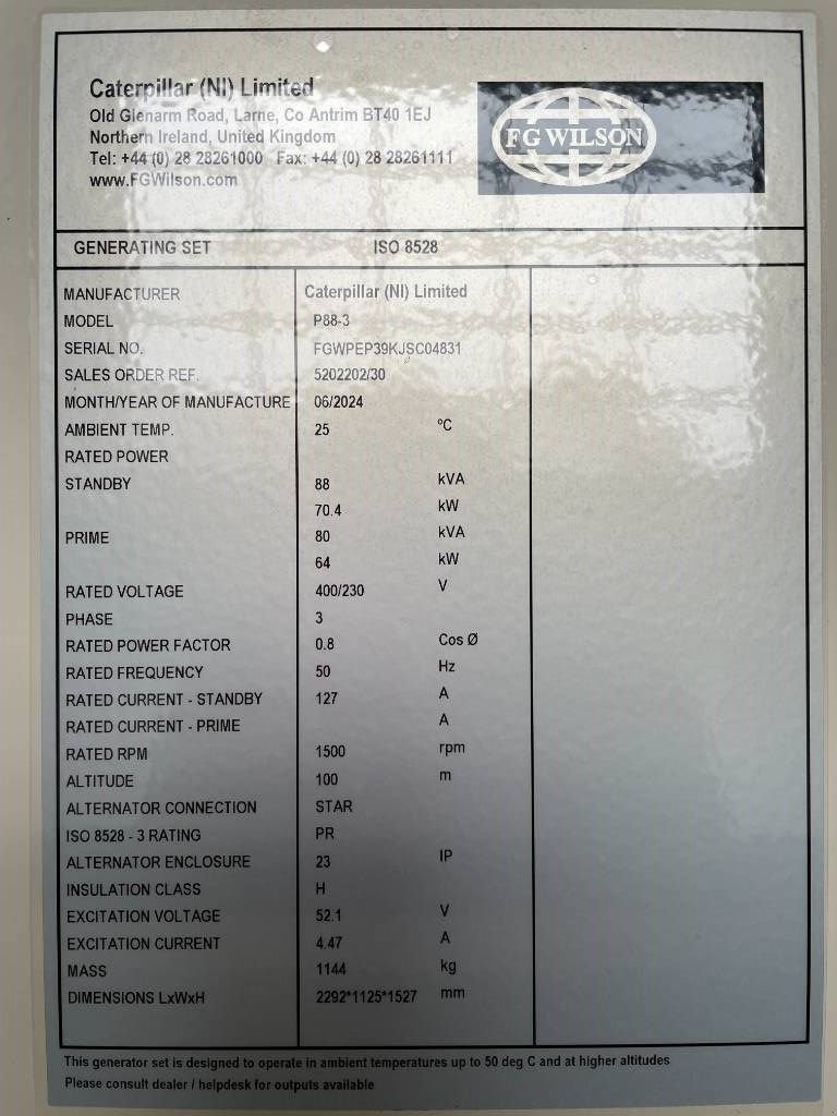Notstromaggregat typu Sonstige FG Wilson P88-3 - 88 kVA Genset - DPX-16007, Neumaschine v Dordrecht (Obrázek 7)