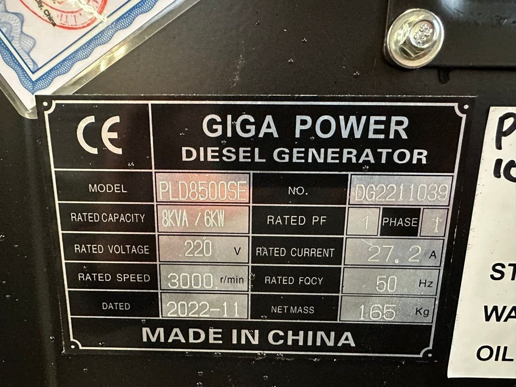 Notstromaggregat Türe ait Sonstige Giga power PLD8500SE 8 kVA silent generator, Neumaschine içinde Velddriel (resim 11)