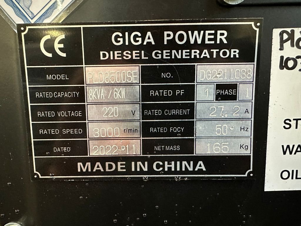 Notstromaggregat Türe ait Sonstige Giga power PLD8500SE 8 kVA silent generator, Neumaschine içinde Velddriel (resim 11)