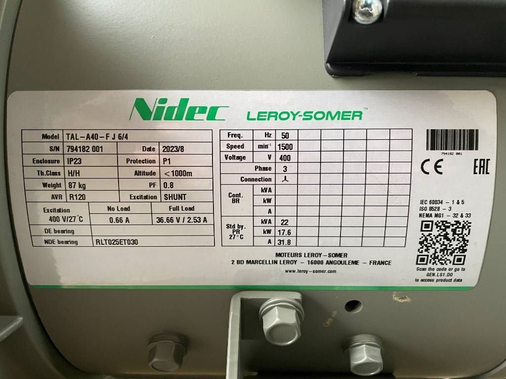 Notstromaggregat tipa Sonstige Leroy Somer TAL-A40-FJ 6/4 - 22 kVA alternator - DPX-25093, Neumaschine u Dordrecht (Slika 6)