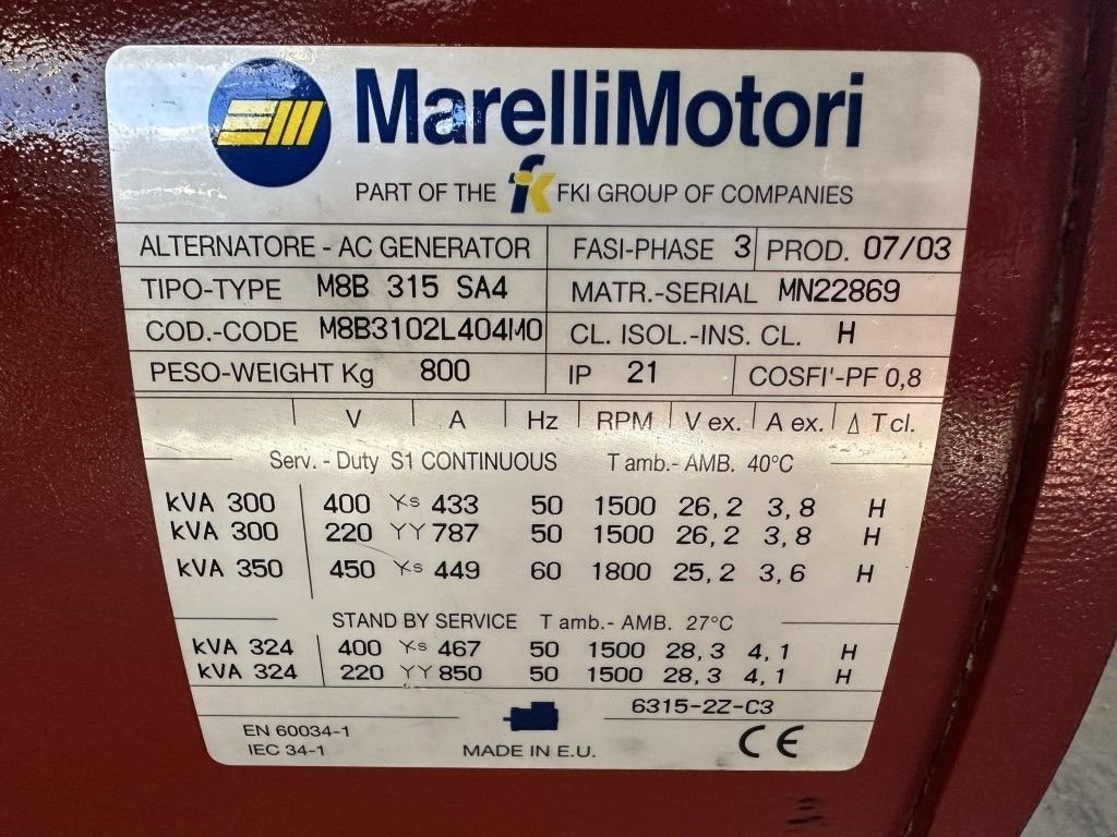 Notstromaggregat des Typs Sonstige Marelli M8B 315 SA4 Alternator 300 kVA generatordeel SAE 1 / 14, Gebrauchtmaschine in VEEN (Bild 3)