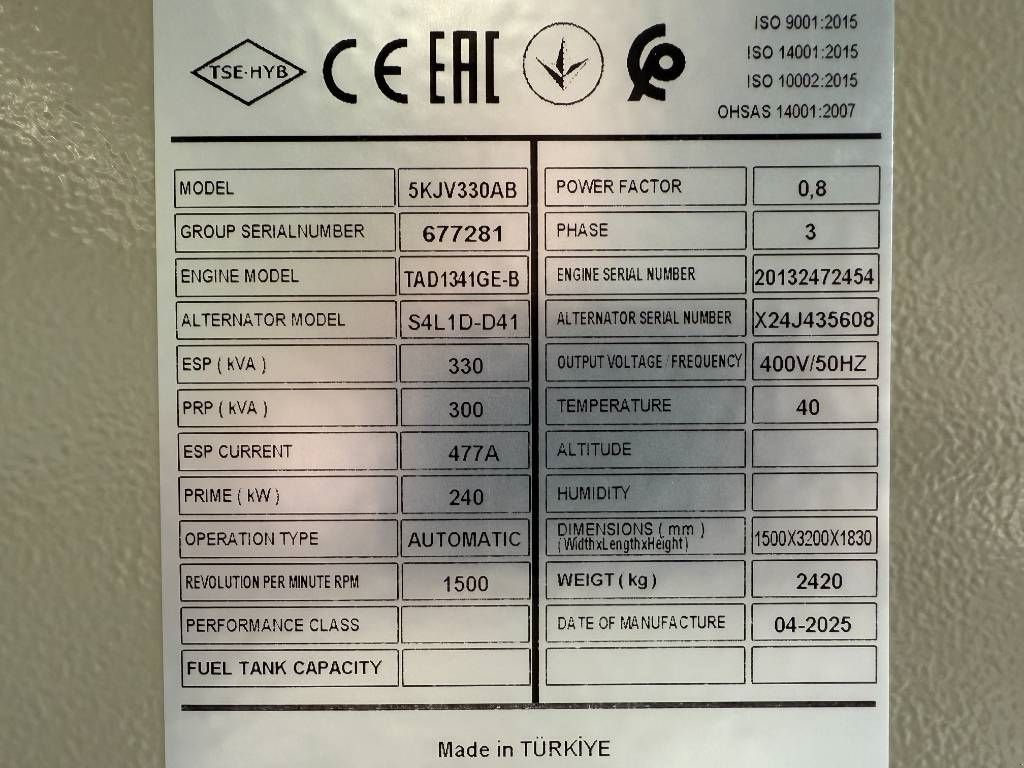 Notstromaggregat of the type Volvo TAD1341GE - 330 kVA Generator - DPX-18877-O, Neumaschine in Dordrecht (Picture 7)