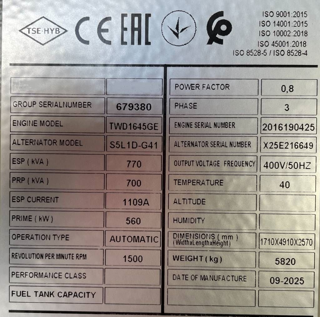 Notstromaggregat typu Volvo TWD1645GE - 770 kVA Generator - DPX-18885, Neumaschine v Dordrecht (Obrázek 7)