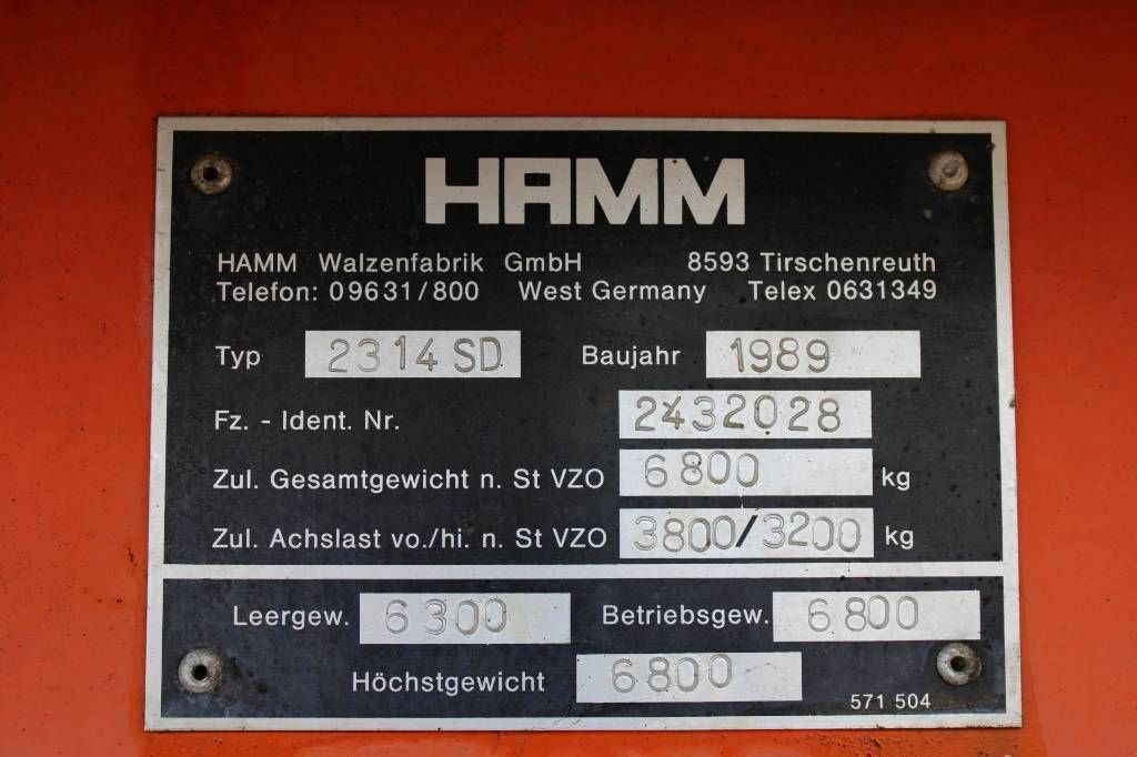 Packer & Walze del tipo Hamm 2314SD, Gebrauchtmaschine en Rucphen (Imagen 5)
