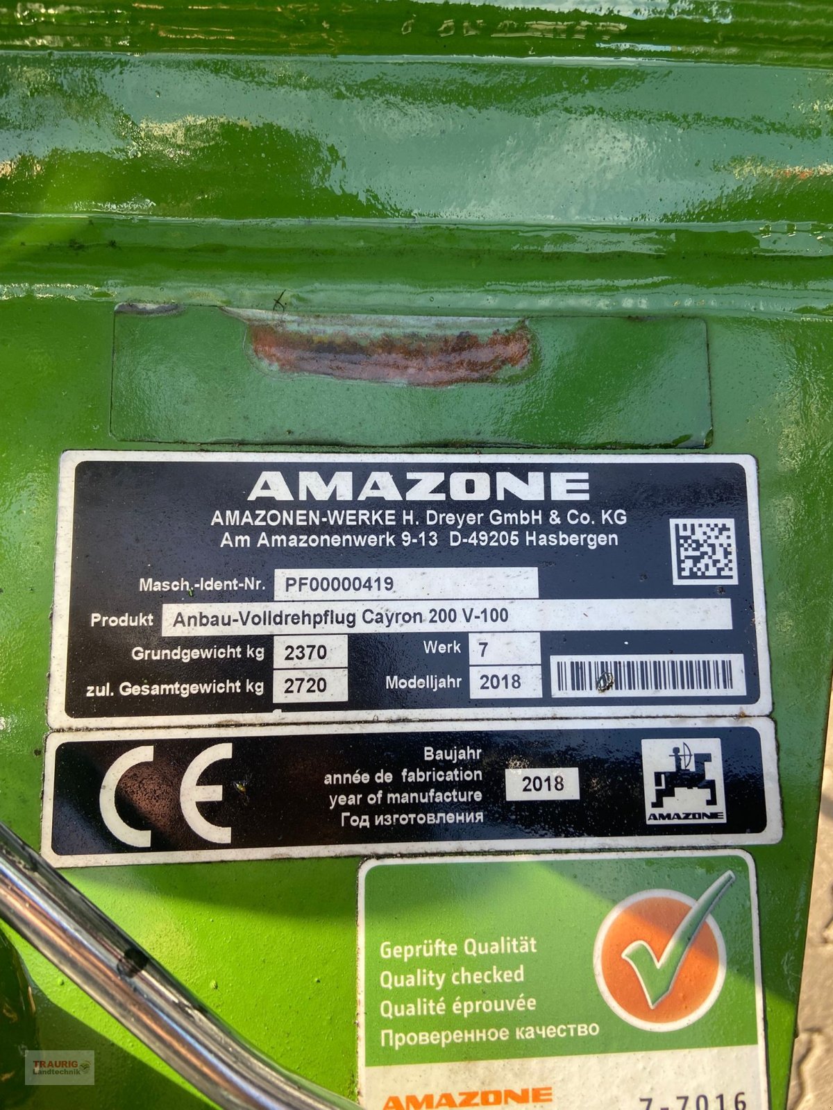 Pflug Türe ait Amazone Cayron 200 V, Gebrauchtmaschine içinde Mainburg/Wambach (resim 4)