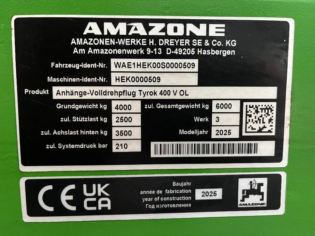 Pflug des Typs Amazone Tyrok 400 VS, Gebrauchtmaschine in Vinderup (Bild 5)