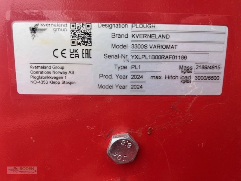 Pflug Türe ait Kverneland 3300 S Variomat, Gebrauchtmaschine içinde Lensahn (resim 3)
