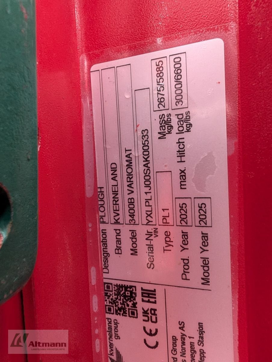 Pflug typu Kverneland 3400B-100 Vario 6Schar, Gebrauchtmaschine v Lanzenkirchen (Obrázek 8)