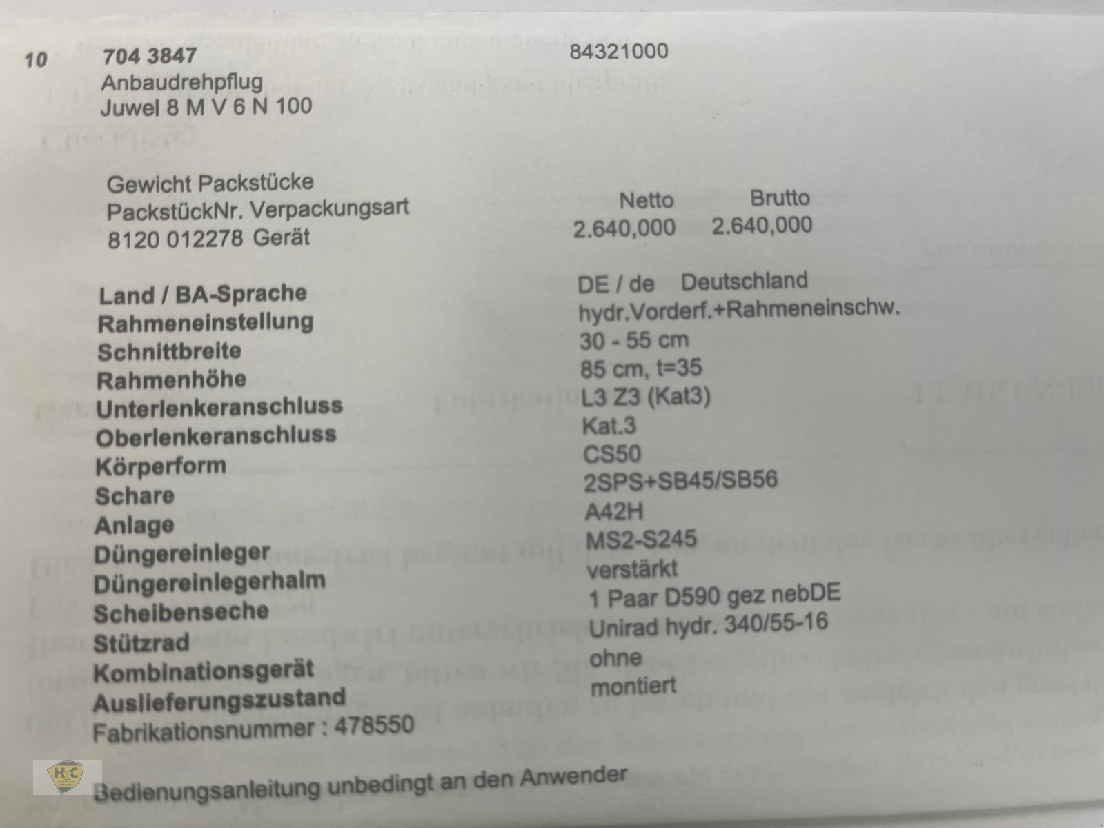 Pflug typu Lemken Juwel 8 MV 6N100, Gebrauchtmaschine v Willanzheim (Obrázek 13)