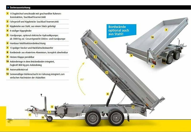 PKW-Anhänger des Typs Humbaur HTK 3500.37 Dreiseitenkipper NEU 3,5to, Neumaschine in Gevelsberg (Bild 4)