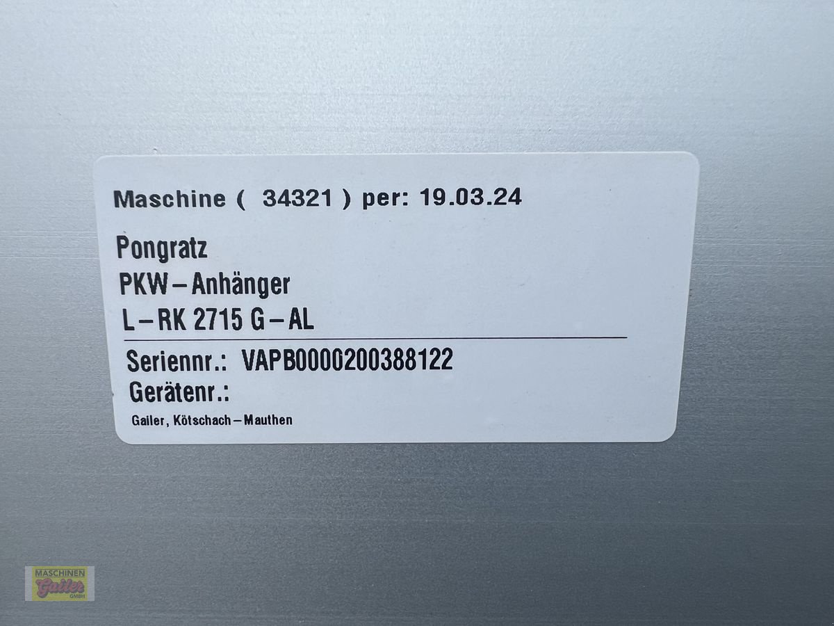 PKW-Anhänger des Typs Pongratz PKW-Kipper L-RK 2715 G-AL, Neumaschine in Kötschach (Bild 13)