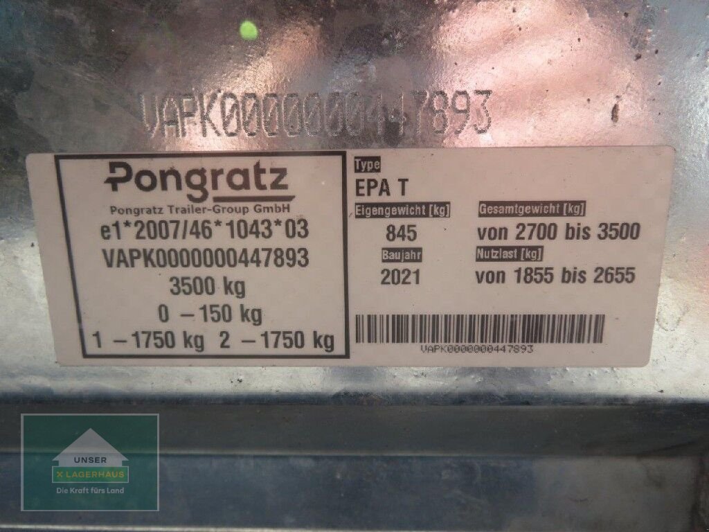 PKW-Anhänger des Typs Pongratz PMT 360/18 T, Neumaschine in Hofkirchen (Bild 2)