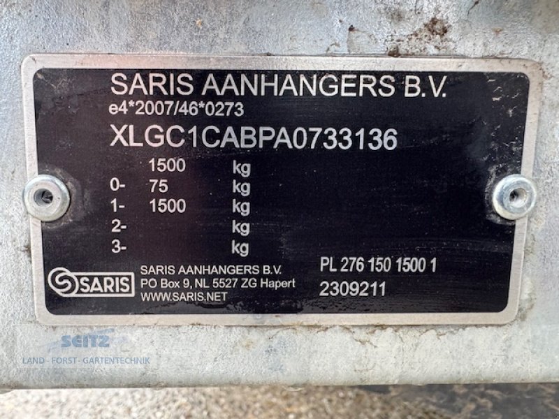 PKW-Anhänger of the type Saris Anhänger 1,5 to., Gebrauchtmaschine in Lindenfels-Glattbach (Picture 3)