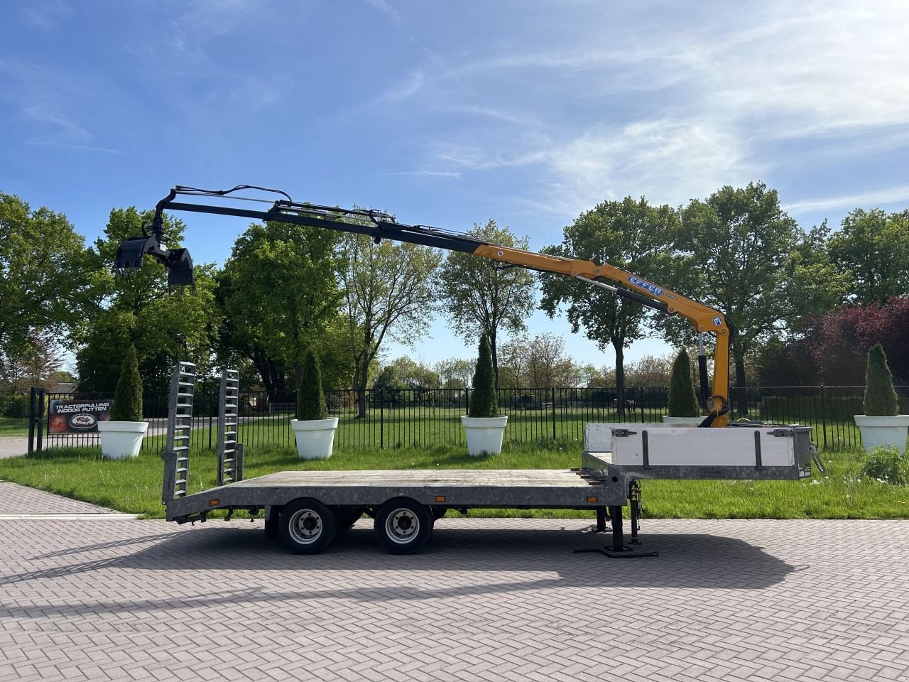 PKW-Anhänger Türe ait Sonstige Be oplegger 9 TON semi dieplader VELDHUIZEN MET KRAAN, Gebrauchtmaschine içinde Putten (resim 3)