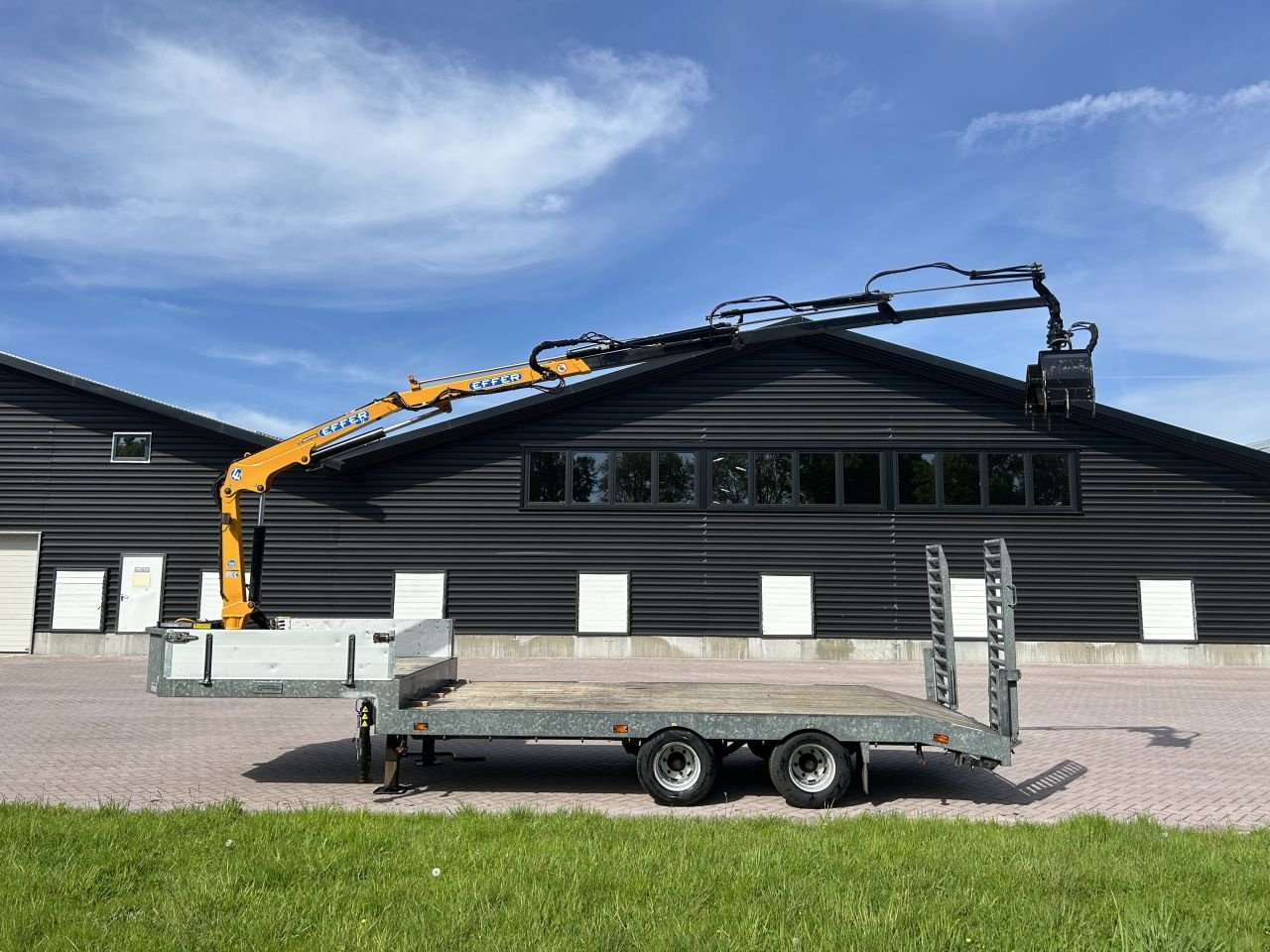 PKW-Anhänger Türe ait Sonstige Be oplegger 9 TON semi dieplader VELDHUIZEN MET KRAAN, Gebrauchtmaschine içinde Putten (resim 2)