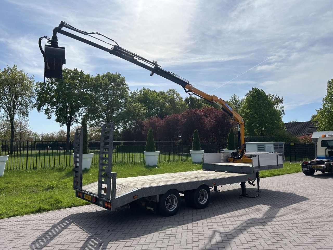 PKW-Anhänger Türe ait Sonstige Be oplegger 9 TON semi dieplader VELDHUIZEN MET KRAAN, Gebrauchtmaschine içinde Putten (resim 4)