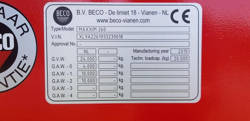 PKW-Anhänger typu Sonstige Beco maxxim 260, Neumaschine v Goudriaan (Obrázek 2)