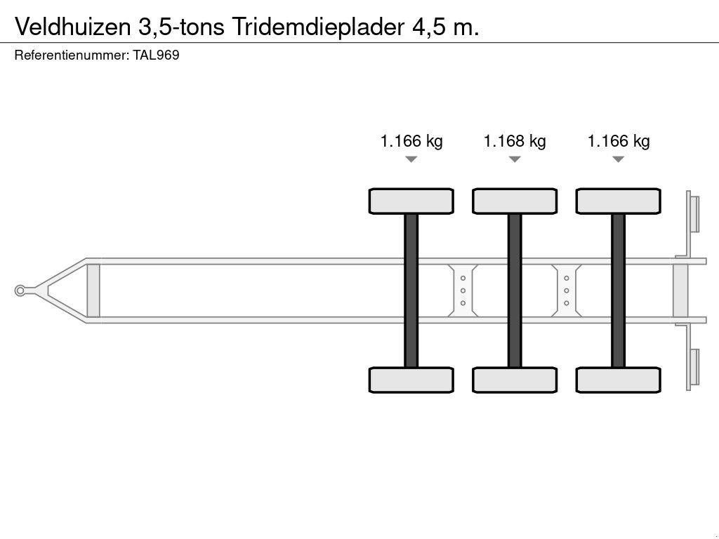 PKW-Anhänger of the type Sonstige Veldhuizen 3,5-tons Tridemdieplader 4,5 m., Gebrauchtmaschine in Groenekan (Picture 5)