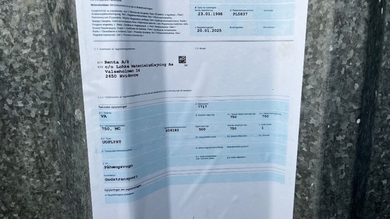 PKW-Anhänger des Typs Variant VA 750 MC  Påhængsvogn, Gebrauchtmaschine in Rødovre (Bild 5)