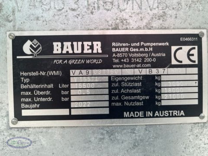 Pumpfass от тип Bauer V 155 Tandem, Gebrauchtmaschine в Münzkirchen (Снимка 12)
