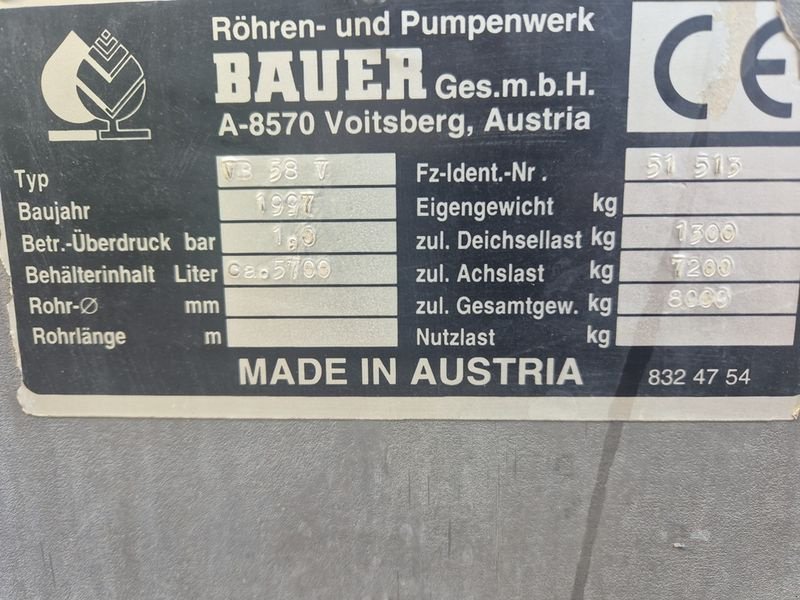 Pumpfass van het type Bauer VB 58 V Güllefass, Gebrauchtmaschine in St. Marienkirchen (Foto 11)
