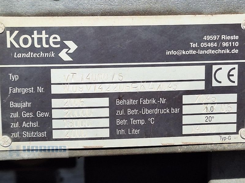 Pumpfass des Typs Kotte VT 14000/5, Gebrauchtmaschine in Sassenholz (Bild 9)