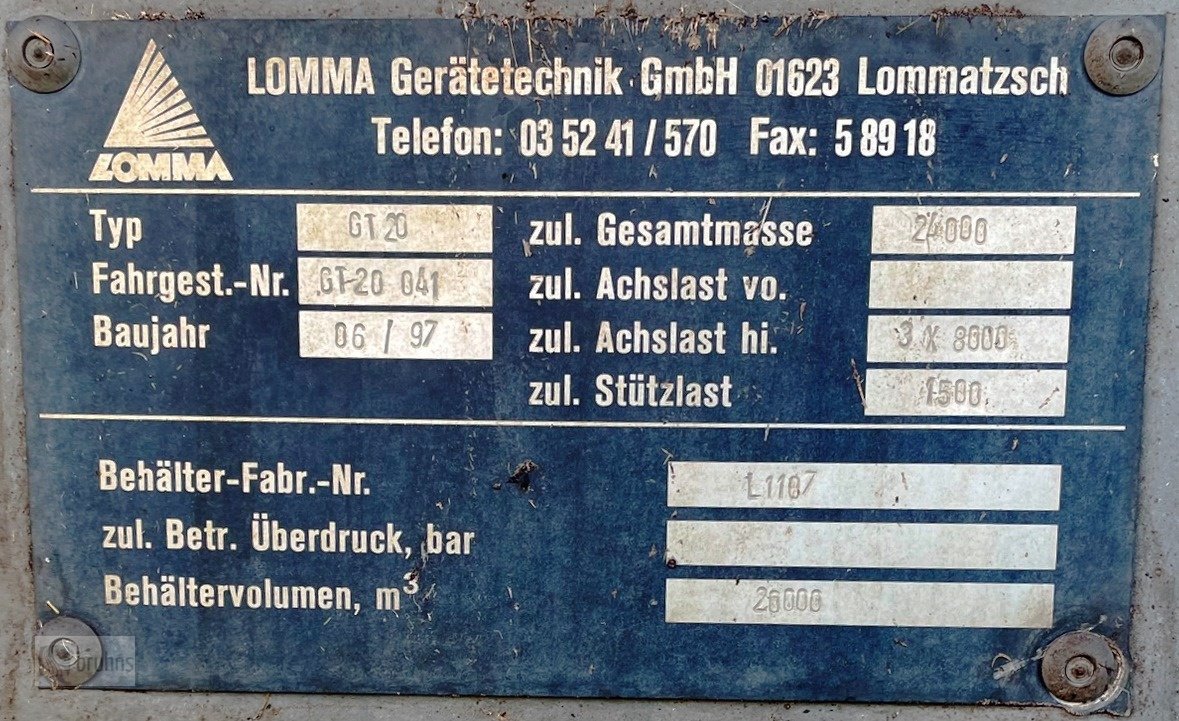 Pumpfass des Typs Lomma GT 20, Gebrauchtmaschine in Karstädt (Bild 10)