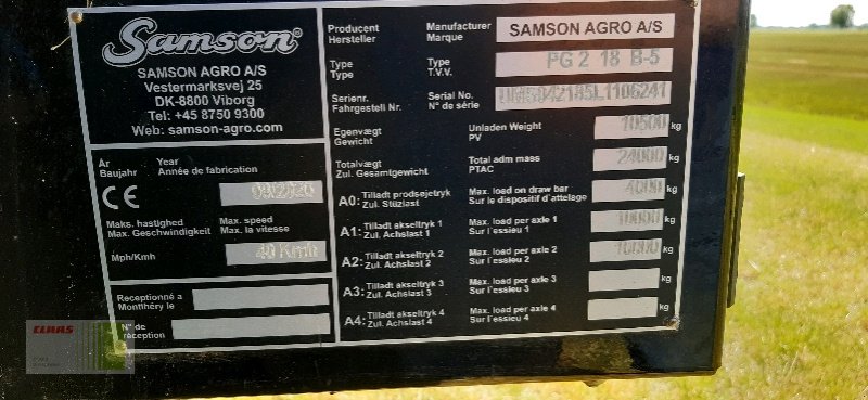 Pumpfass des Typs Samson PG II 18 PTE Slurry Master 8000, Gebrauchtmaschine in Bordesholm (Bild 7)