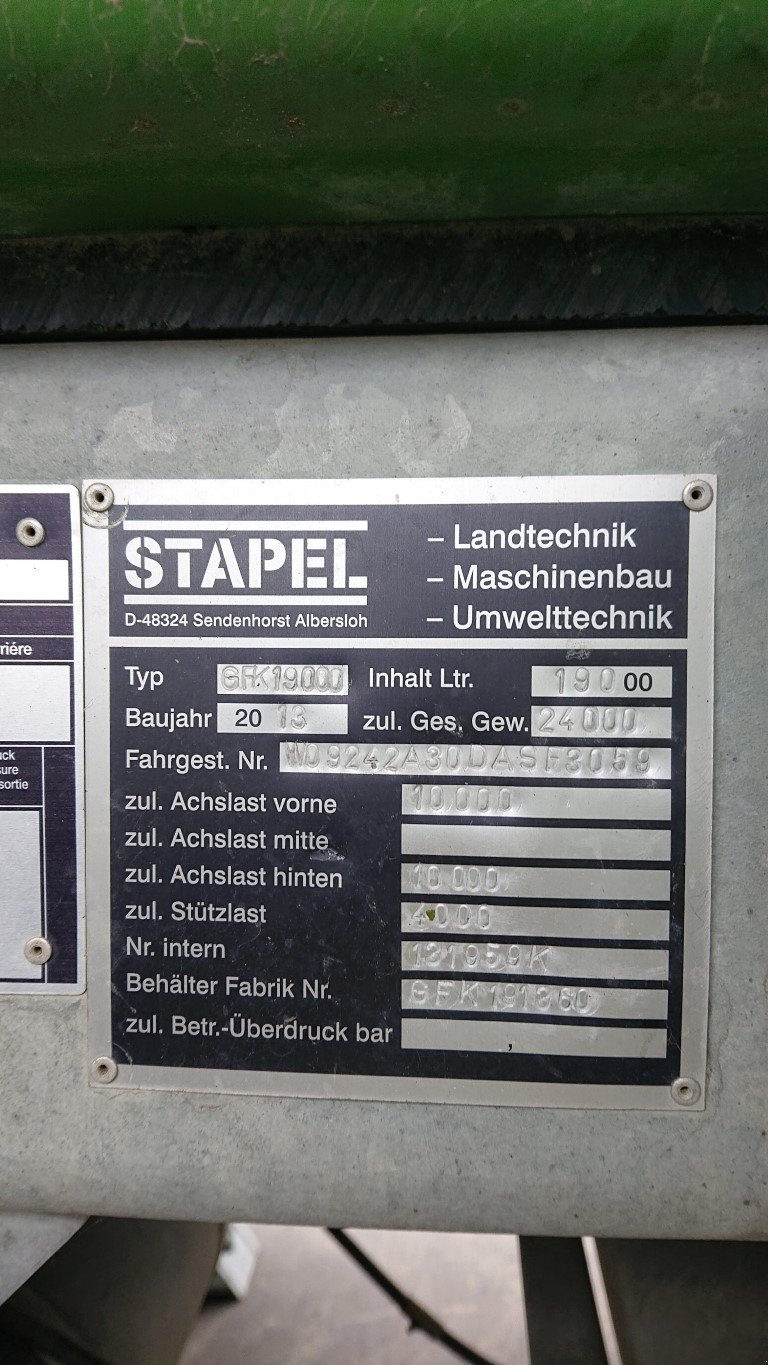 Pumpfass typu Stapel Stapel PT 19000 => mit 24/21m Schleppschlauchtechnik !!! TOP !!! (optional auch nur Gestängeerwerb möglich!), Gebrauchtmaschine w Neustadt (Zdjęcie 5)