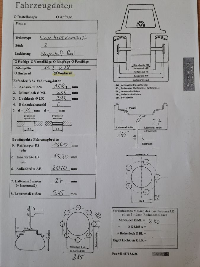 Rad типа Trinker Kulturräder Felgen zu Steyr Kompakt - Spur 180, Gebrauchtmaschine в Kirchschlag (Фотография 3)