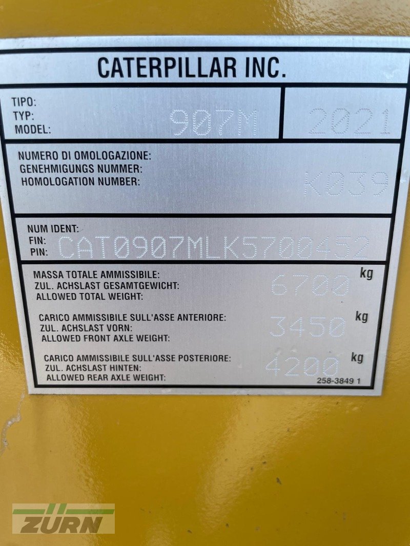 Radlader tip CAT 907M, Gebrauchtmaschine in Merklingen (Poză 25)